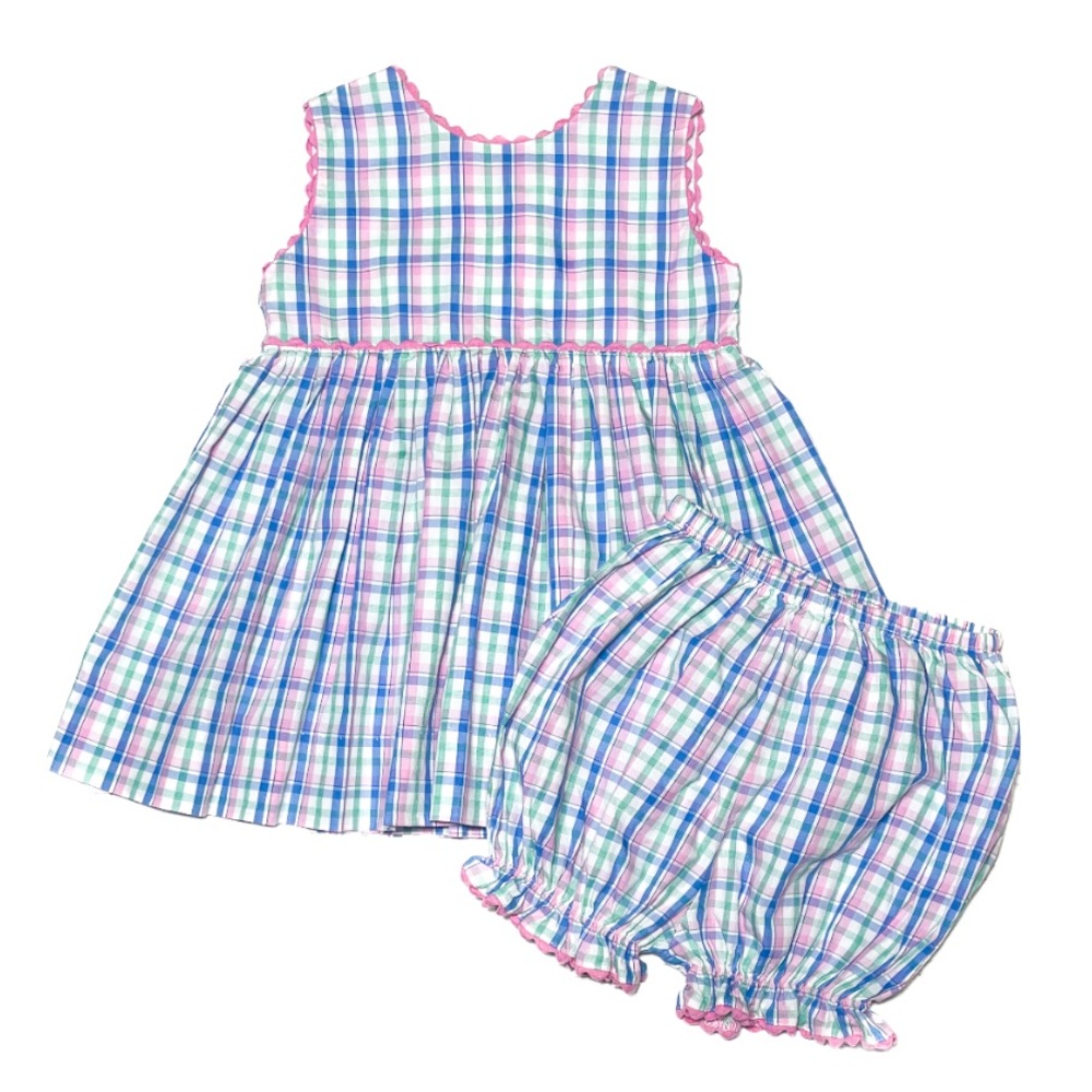 BELLA BLISS EUC Pastel Ric Rac Trimmed Dress w/ Matching Bloomers